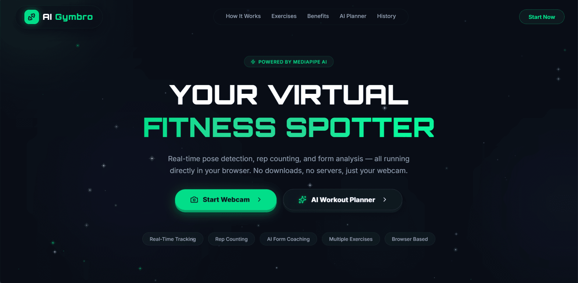 AI Gym Bro application interface