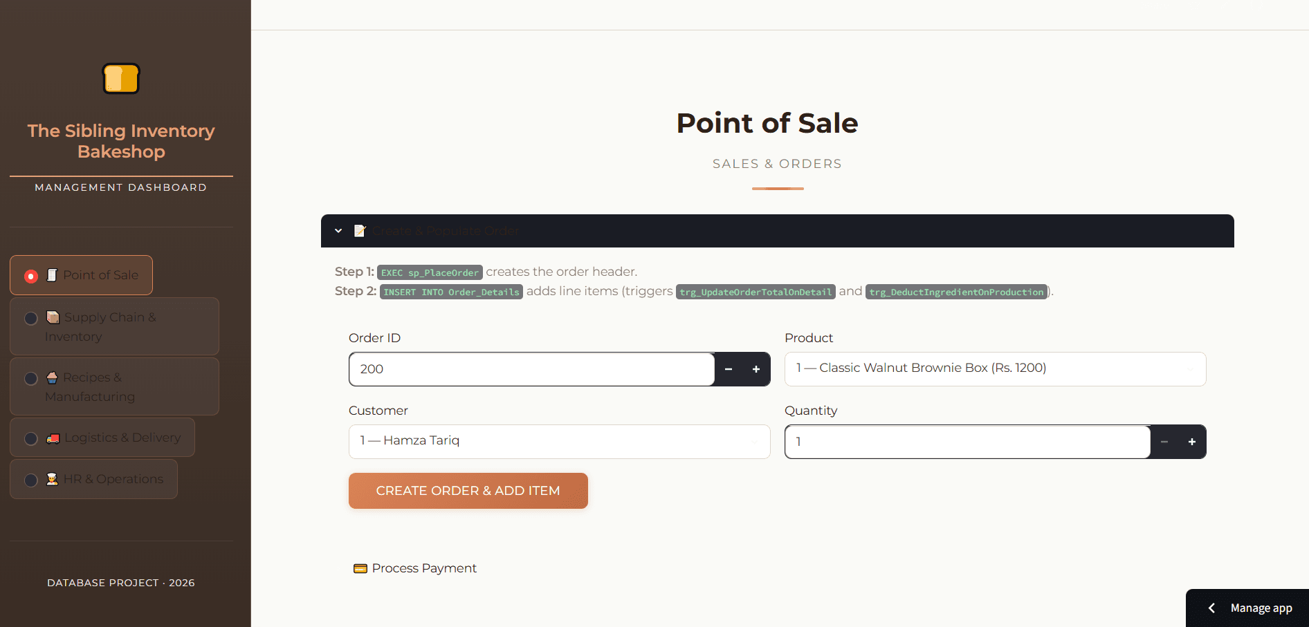 Bakeshop ERP interface preview