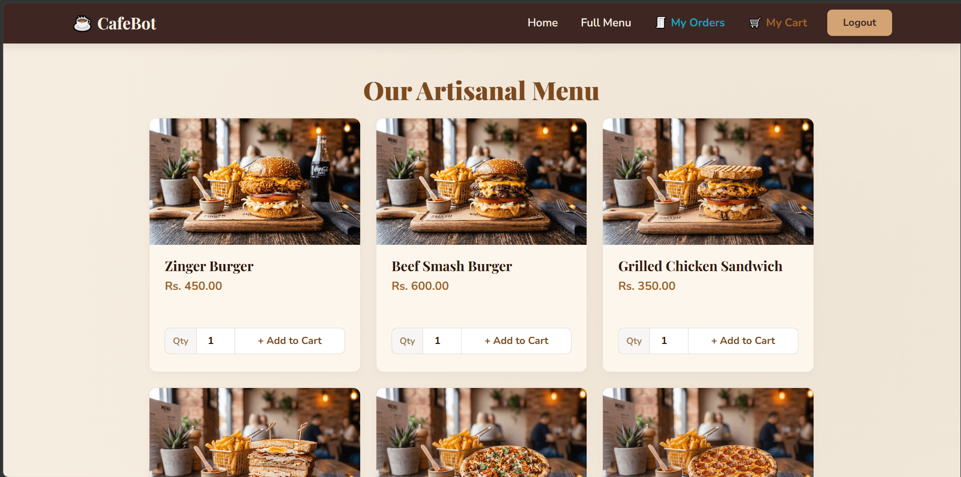 CafeBot interface preview